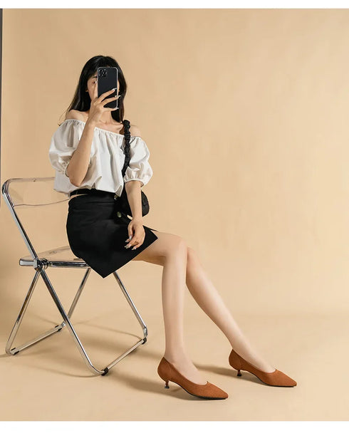 Stylish Women's Pointed Toe Slip-On Flat Pumps for Casual Spring and Autumn Wear