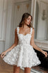 Modern Two Straps Full Lace Flower Short Mini Wedding Dresses