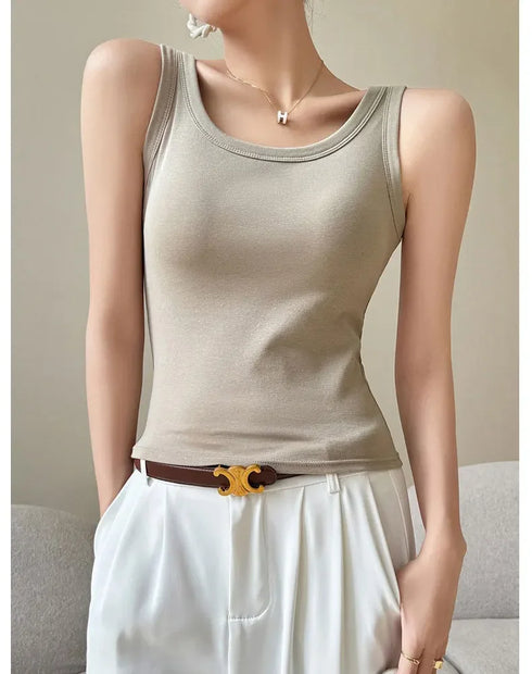 Casual Women's Off Shoulder Crop Tank Tops - Summer Ribbed Cotton Sports Vest for Y2K Style and Comfortable Everyday Wear