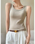 Casual Women's Off Shoulder Crop Tank Tops - Summer Ribbed Cotton Sports Vest for Y2K Style and Comfortable Everyday Wear