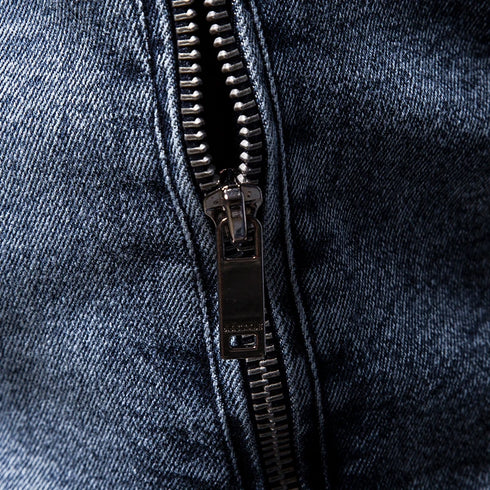 Men's Retro Slim Fit Jean Jacket with Stand Collar for Autumn and Winter - Stylish Casual Motorcycle Outerwear