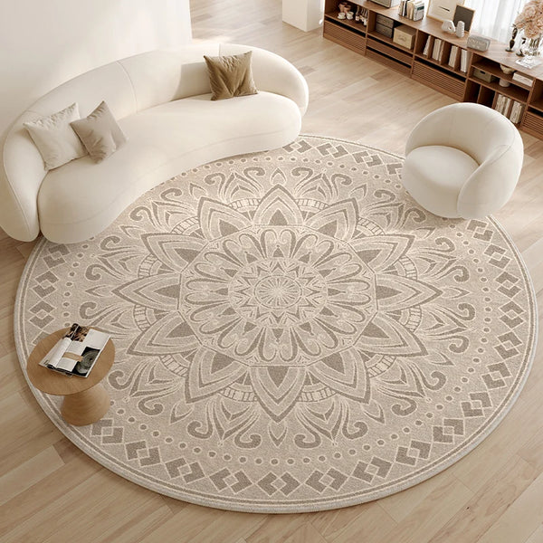 Light Luxury Round Large Area Carpet for Living Room and Bedroom Rug