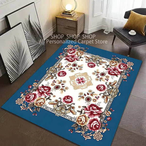 Vintage Flower Carpet Large Size for Living Room Bedroom Modern Home Decoration Non-Slip Floor Mat