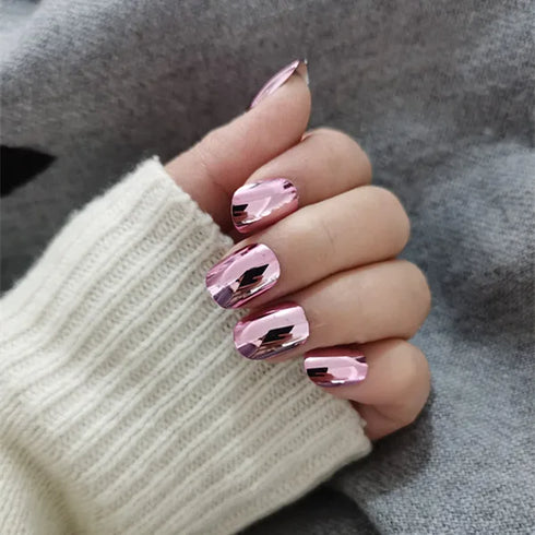 Sparkling Purple Glitter Kids Press-On Nails - 24-Piece Gradient Fake Nail Art Tips for Short Full-Cover Fun and Creative Nail Designs for Girls