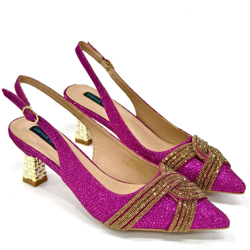 Italian Design Texture Shoes And Bags Rhinestones High Heels