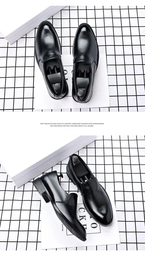 Elevator Dress Shoes for Men - Luxury Leather Formal Footwear for Weddings, Office, and Casual Social Events - Classic Designer Style with Slip-On Convenience