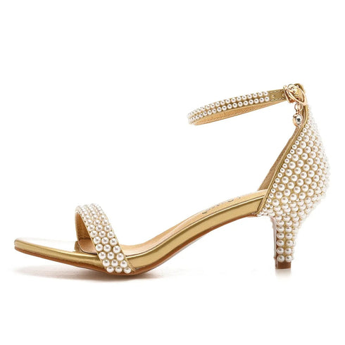 Elegant Beaded Open-Toe Sandals with Thin Heels for Weddings and Parties
