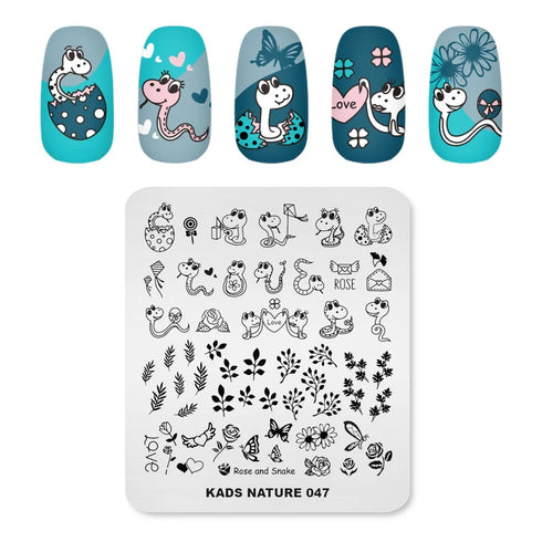 Nature-Inspired Nail Art Stamping Plate - Stainless Steel DIY Manicure Tool with Leaf and Umbrella Patterns for Stunning Nail Designs