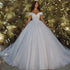 Liyuke Elegant Princess Ball Gown Wedding Dresses With Beading Appliques Lace Off Shoulder For Brides