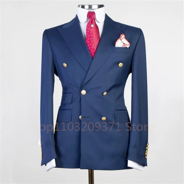 Men's Casual Slim Double Breasted Blazer Jacket for Business and Weddings