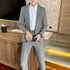 Autumn Men's Slim Fit Checkered Two-Piece Suit Korean Style Fashion Set