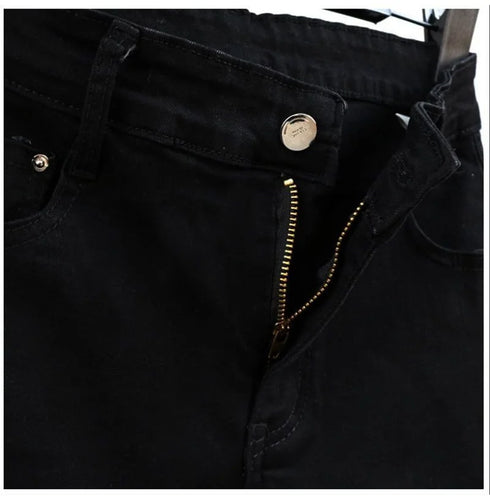 Fashion Rhinestone Jeans Female High Waist Slim Pencil Pants