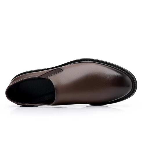 Stylish Men's Oxford Dress Shoes for Business, Weddings, and Office Wear - Elegant Genuine Leather Slip-On Loafers for Casual Occasions