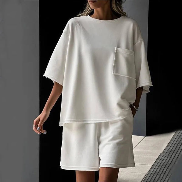 Women's 2 Piece Set Summer Loose T-Shirt Top Shorts Outfit