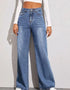 Blue Jeans for Women Wide Leg Denim Trousers High Waist Loose Elegant Pants