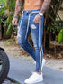 Stripes for Jeans Bike Skinny Jeans Men Stretch Denim Trousers
