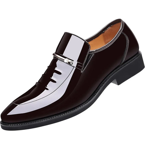 Men Patent Leather Casual Loafers Slip On Shoes for Business and Party