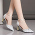 Beaded Pointed Toe Mary Jane Heels Sandals For Women