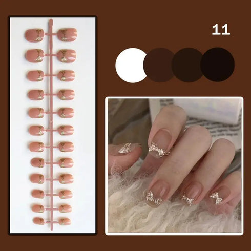 24Pcs Removable Coffin Ballet False Nails - Full Finished Press On Nail Patches for Girls, Perfect for Halloween and Everyday Wear