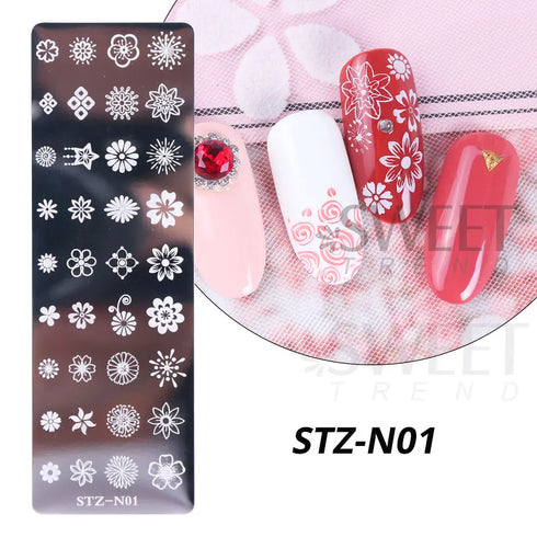 Winter Wonderland Nail Art Stamping Plate with Snowflake, Butterfly, and Rose Leaf Designs - Perfect for DIY Christmas Nail Polish Printing Template Tool