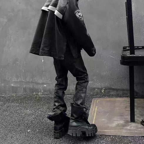 High Street Baggy Flare Jeans for Men Y2k Denim Trousers