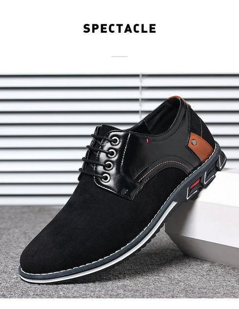 Stylish Men's Formal Oxfords Shoes - Comfortable Suede Leather Sneakers for Office & Career, Sizes 39-48