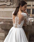 Elegant Satin Wedding Dresses Long Sleeve Lace Bride Gowns