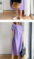 Loose Fit Slimming Cotton Linen Dress for Women Summer Plus Size Mid-Length Skirt