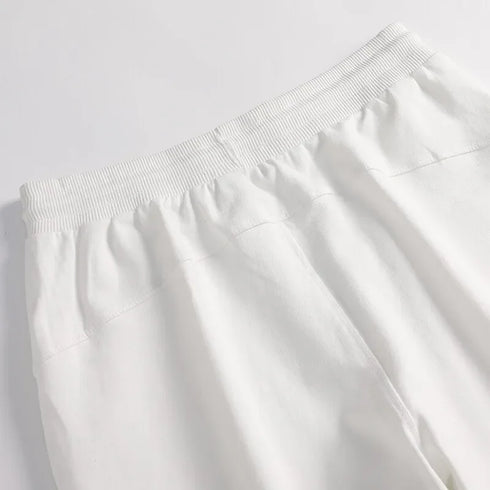Summer Fashion Cotton Men Casual Shorts Drawstring Waist Comfortable Knee Length