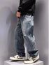 Ripped Jeans Baggy Straight Fit Denim Pants Mens Jeans Streetwear Hip Hop