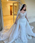 Mermaid Wedding Dress Lace Embroidery Strapless Neckline With Long Sleeves Elegant Bride