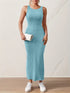 Solid Backless Tank Dress for Women - Summer Sleeveless Knitted Midi Dress