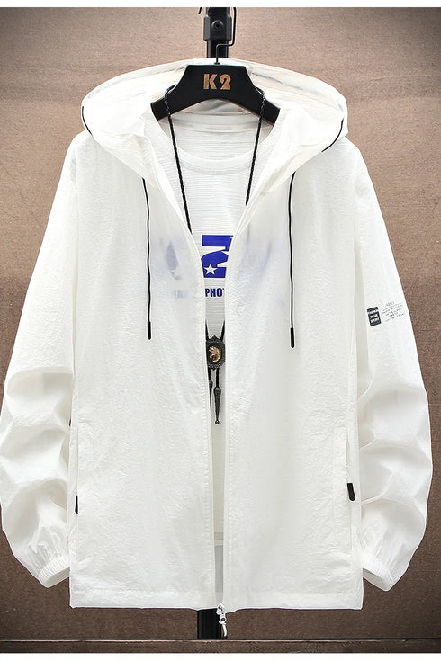 Summer Hooded Windbreaker Jacket for Men and Women - Quick Dry Sun Protection Clothing for Fishing and Hunting, Casual Outdoor Outerwear with Pockets