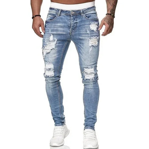 Ripped Slim Fit Denim Distressed Ankle Length Mens Jeans