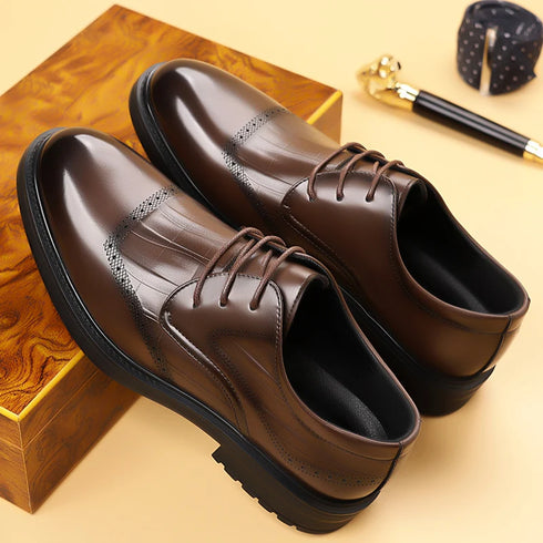 Leather Oxford Shoes for Men Elegant Minimalist Lace Up Business Casual Footwear