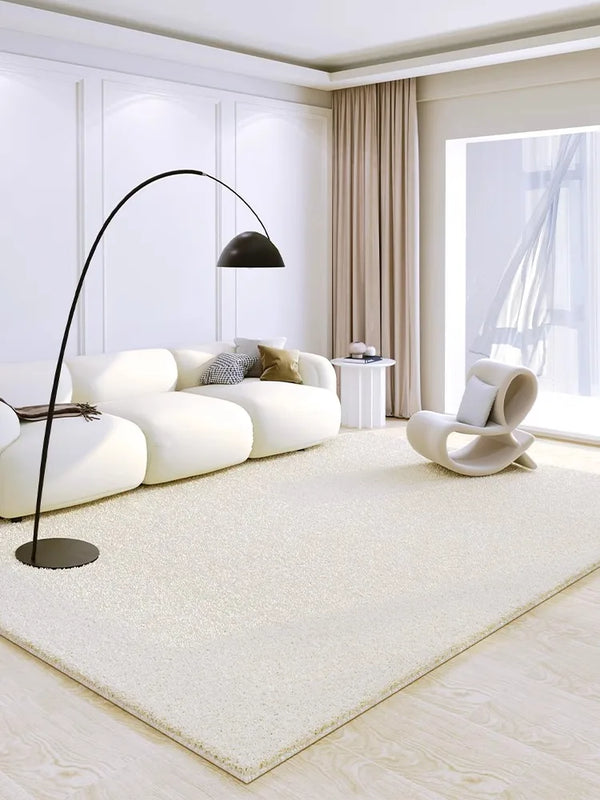 Minimalist Pure White Decorative Rug for Living Room and Bedroom Oversized Soft Comfortable Carpet