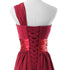 Bridesmaid Dress A Line Chiffon One Shoulder Pleated Back Lace Up Floor Length Wedding Dress