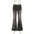 Floral Embroidery Vintage Low Rise Flared Jeans Women
