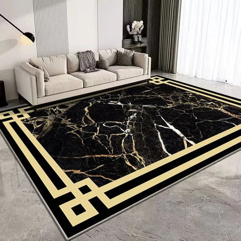 European Style Luxury Gold Area Rug Abstract Texture Washable Living Room Carpet