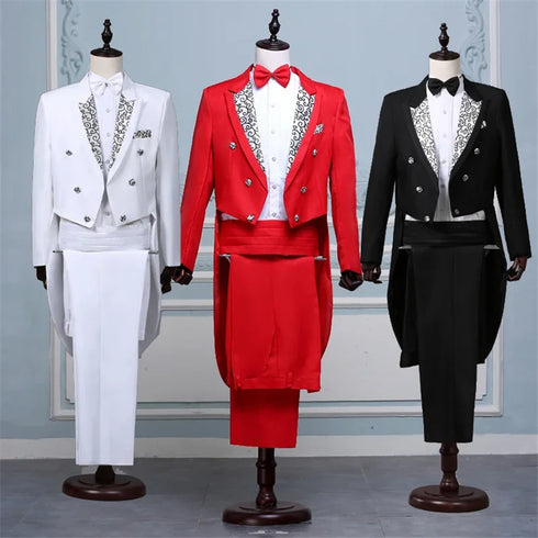 Sophisticated Tailcoat Suit for Performers - Stylish Casual Stage Jacket for All Seasons