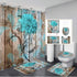 4 Piece Doormat Shower Curtain Set with Non-Slip Rugs Toilet Seat Cover and Bath Carpet for Bathroom Decor