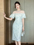 Work Style Striped Floral Formal Occasion Dress Women Clothes