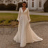 Boho Chiffon Long Sleeves A Line Wedding Dresses Custom Made