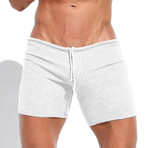 Mens Sexy Drawstring Ribbed Sleepwear Shorts Gym Sportswear