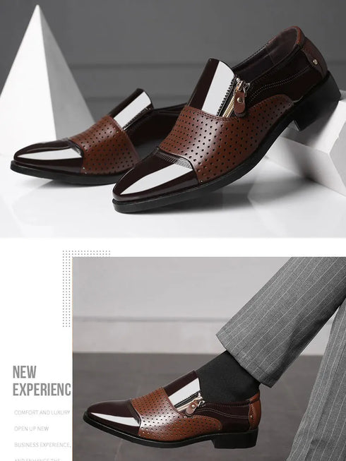 Elegant Men's Black Patent Leather Oxford Loafers for Weddings, Office & Career - Stylish Formal Dress Shoes with Slip-On Design and Pointed Toe