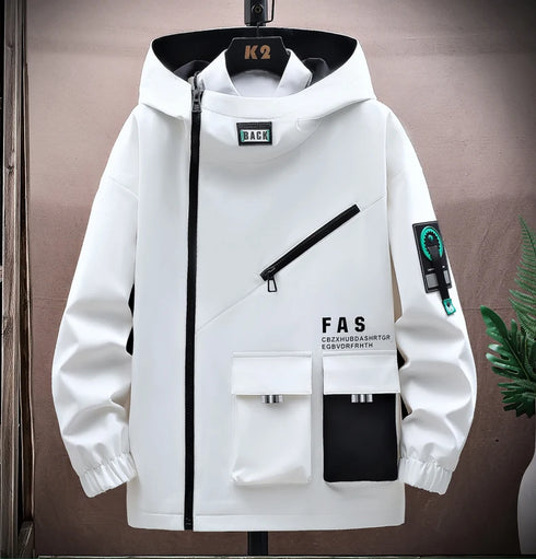 Men's Casual Zipper Hooded Jacket - Spring and Autumn Baseball Uniform with Front Pocket, Loose Pullover Style for Everyday Wear
