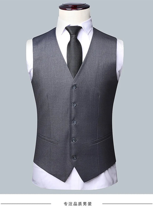 Elegant Men's 3-Piece Suit Set - Blazer, Waistcoat & Trousers for Business, Weddings, and Job Interviews - Slim Fit Smart Casual Attire for Every Season