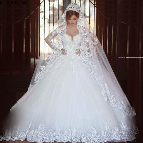 Formal Dresses Long Sleeve Wedding Dress Bride Gown Fairy