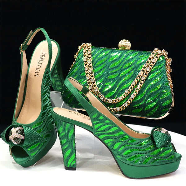 Italian Design Fashion Pumps and Bag Set for Women - Elegant Wedding & Party Accessory