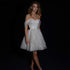 Charming Mini A-Line Wedding Dress with Sparkling Tulle and Sweetheart Neckline